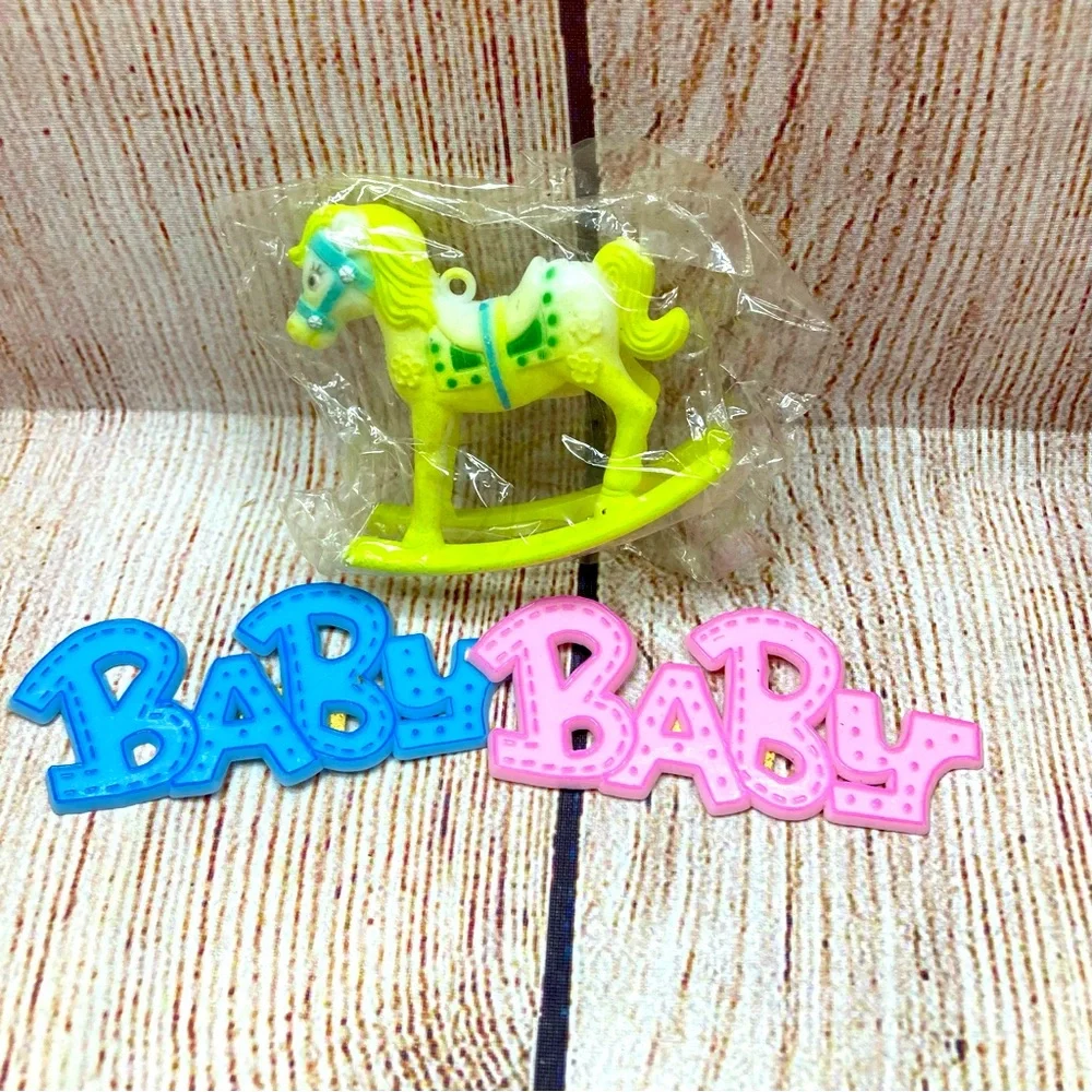 Baby Shower Cake Toppers/Decor Baby Blue Pink & Yellow Vintage